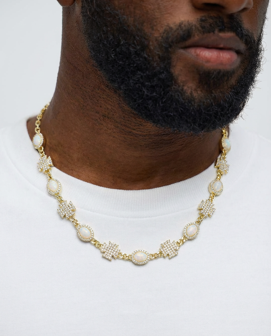 Imperial Opal Clover Link Necklace