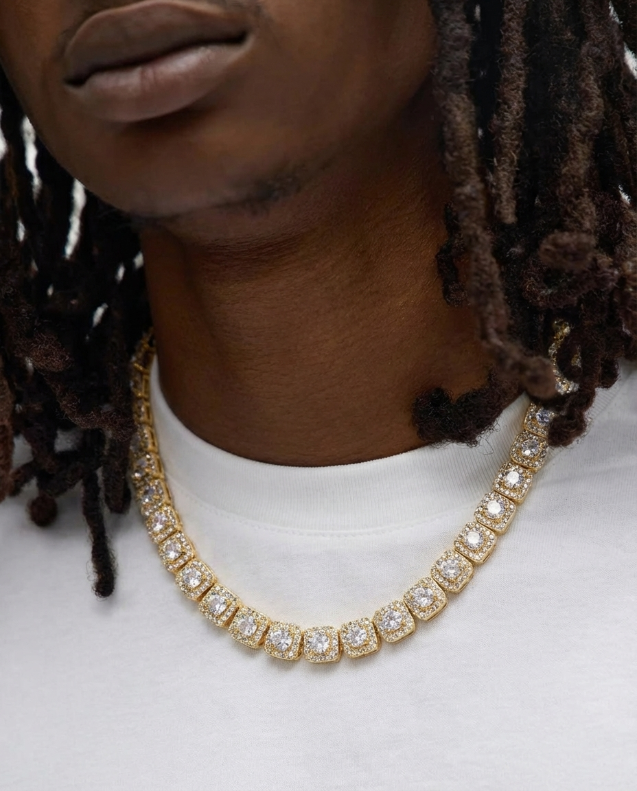 Elite Pavé Square Tennis Chain Necklace