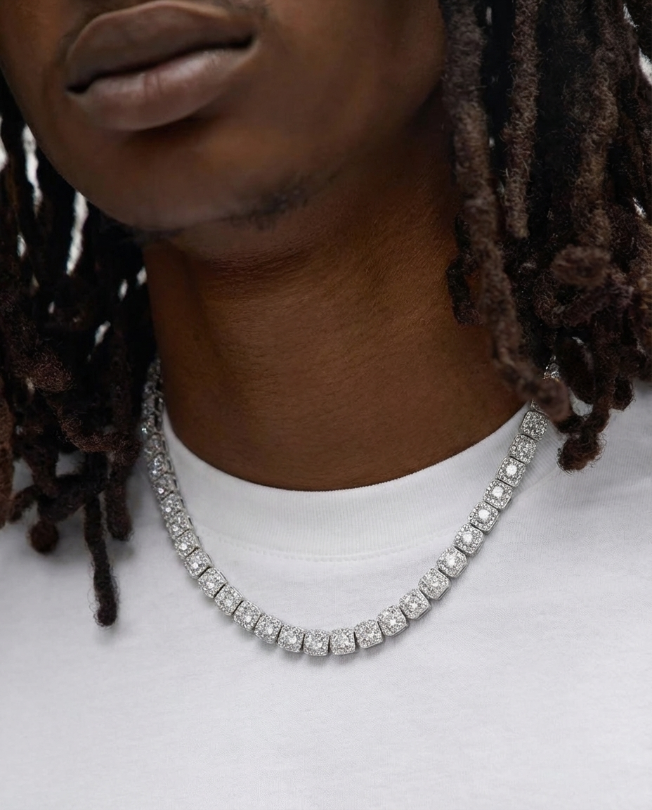 Elite Pavé Square Tennis Chain Necklace