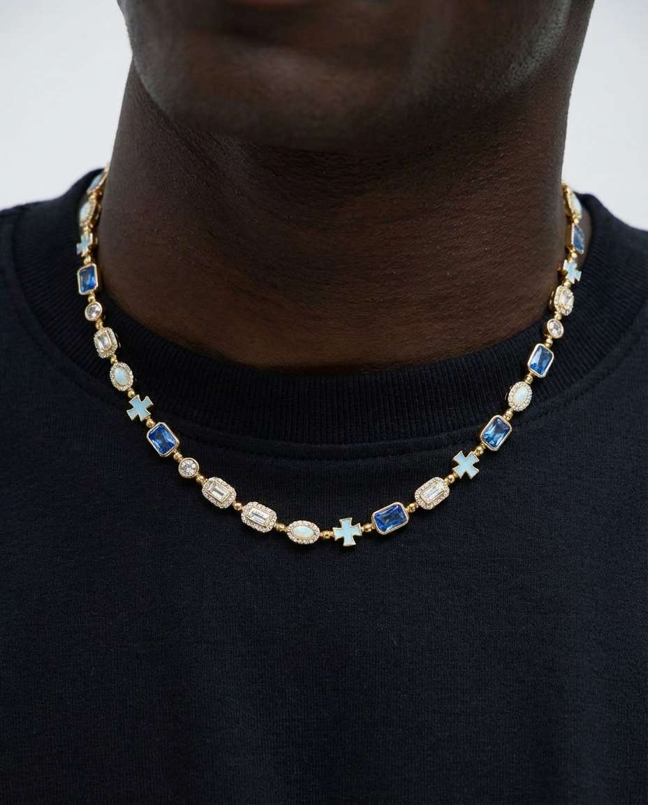 Imperial Gemstone Cross Necklace