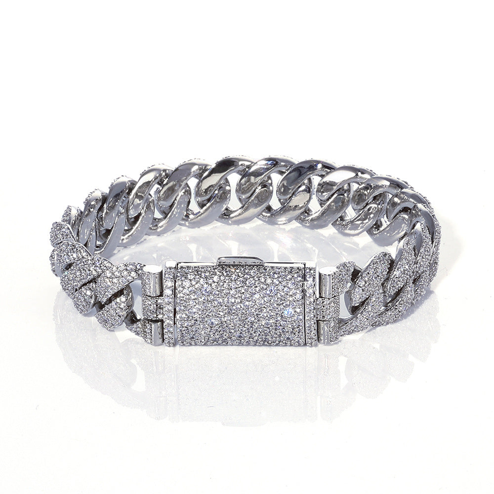 14mm Fully Iced Cuban Lock Bracelet