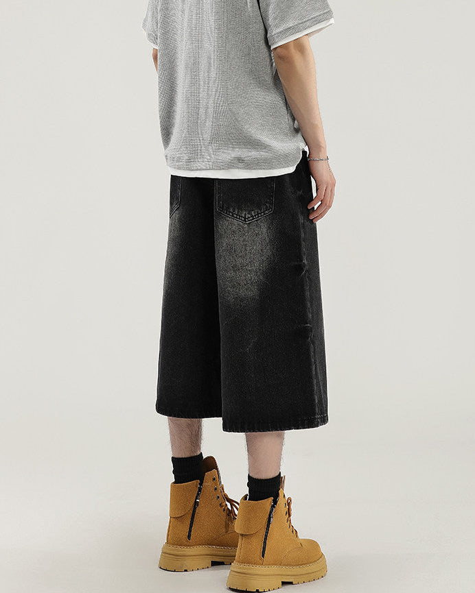 Relaxed Fit Cropped Denim Jeans