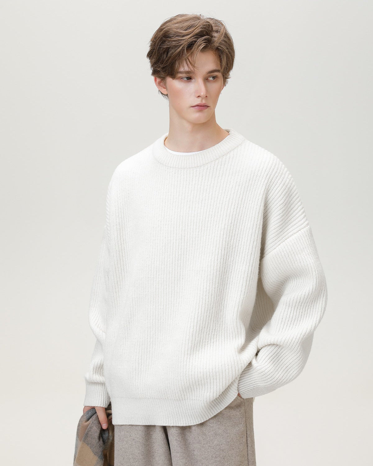 Sunday Scare Oversized Strickpullover mit Rundhalsausschnitt