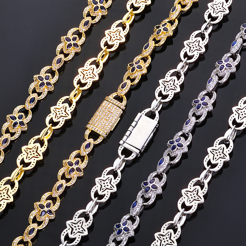 Imperial Sapphire Flower Link Necklace