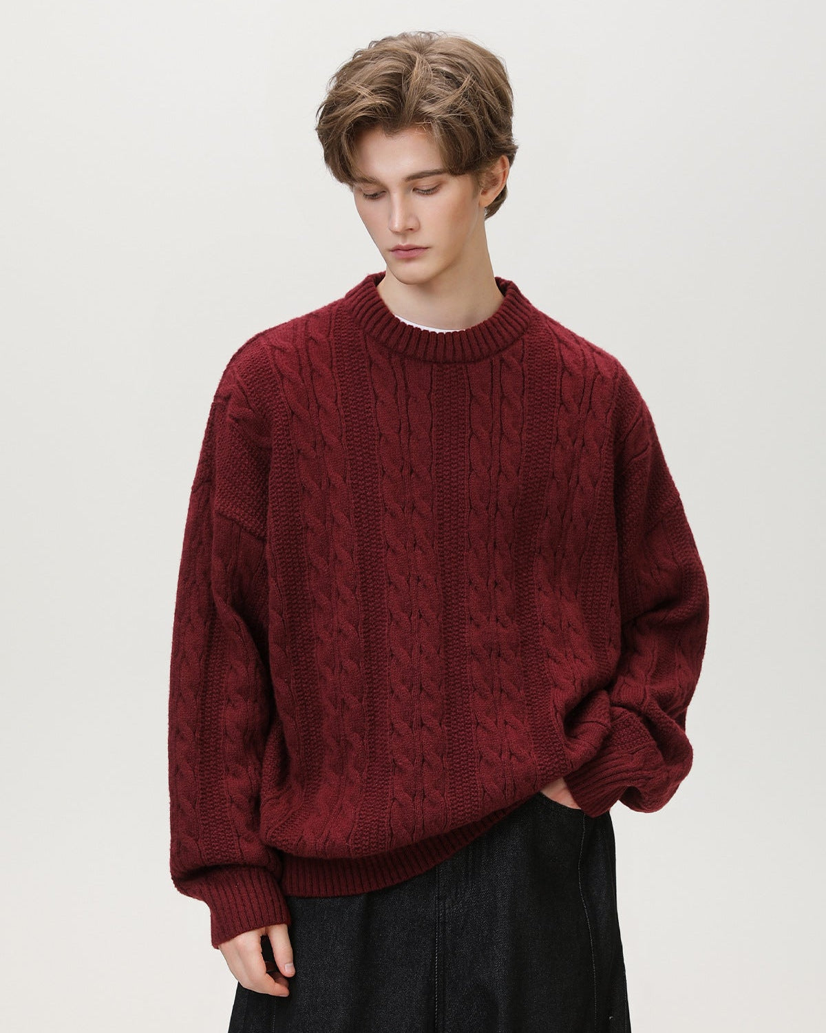 Pull en maille torsadée