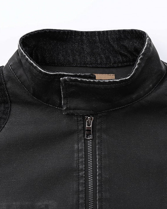 The Slater Gray Spliced Leather Jacket