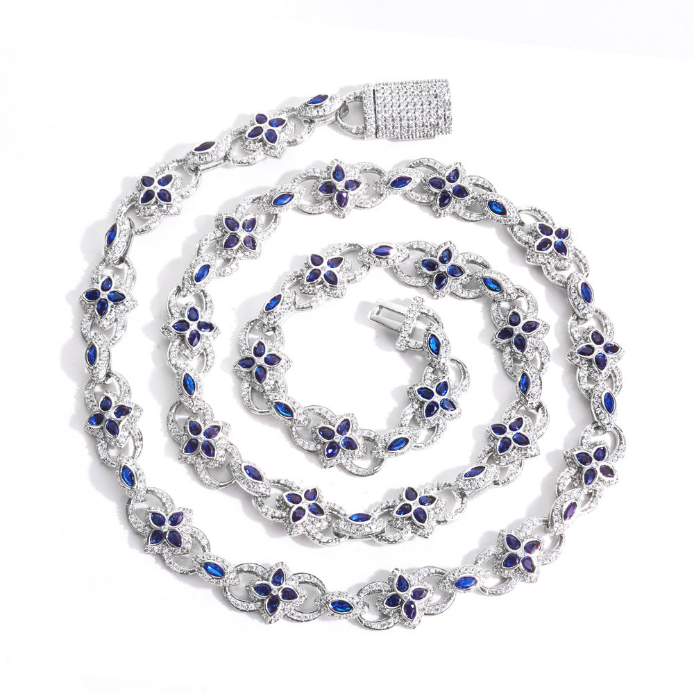 Imperial Sapphire Flower Link Necklace