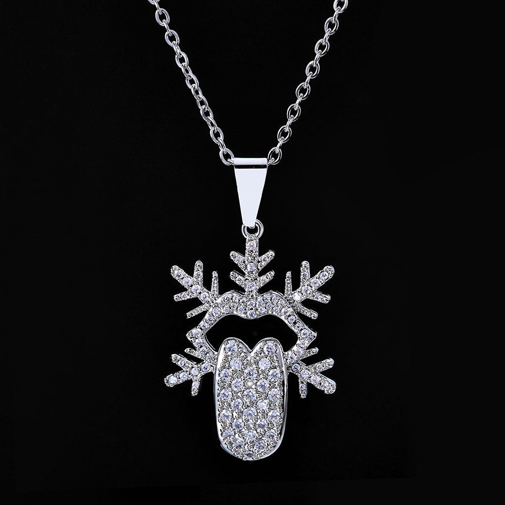 Iced Tongue Snowflake Necklace – Silver Edition
