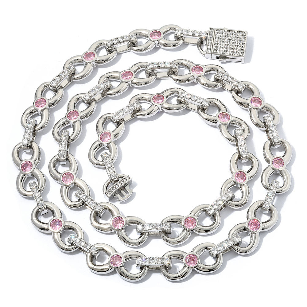 Luxe Pink Gemstone Cuban Link Necklace