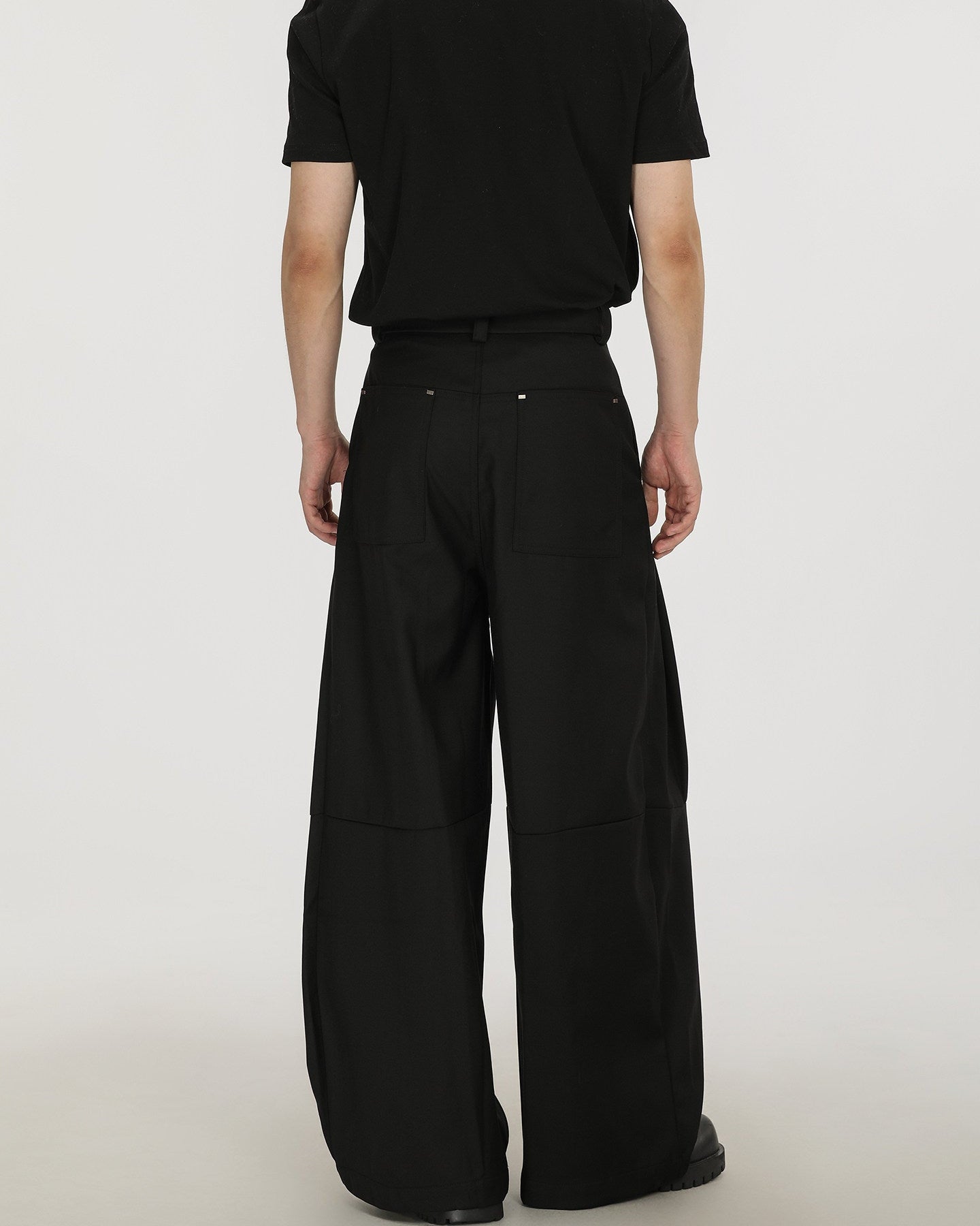 Black Soft Drape Pleated Trousers