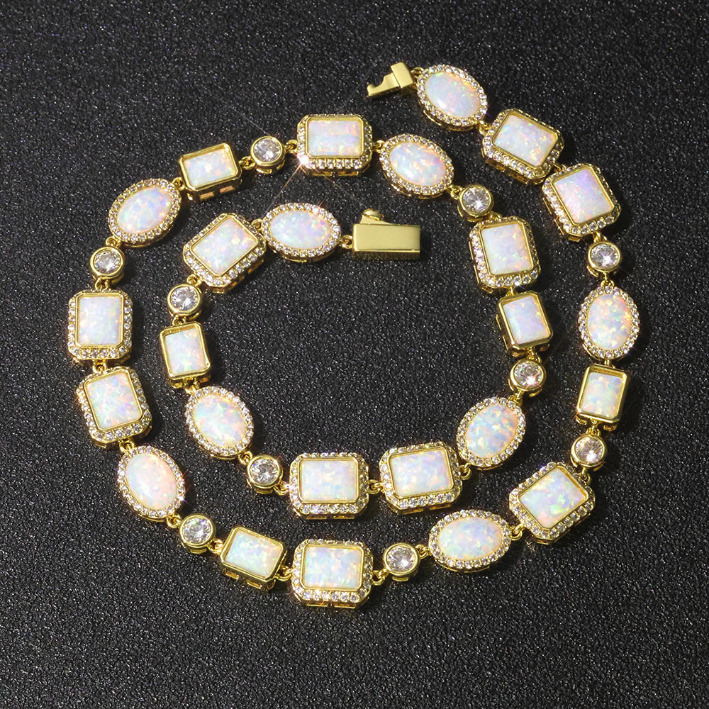 Luxe Opal Gemstone Link Necklace and Bracelet
