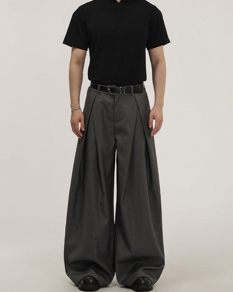 Classic Pleated Wide-Leg Trousers