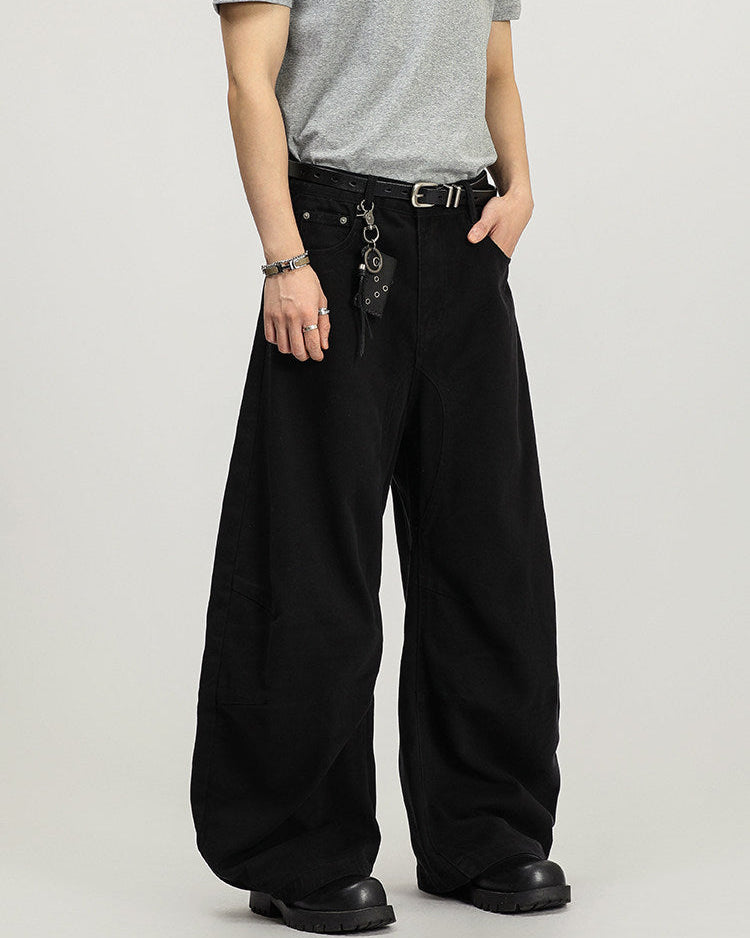 Wide-Legged Cotton Cargo Trousers