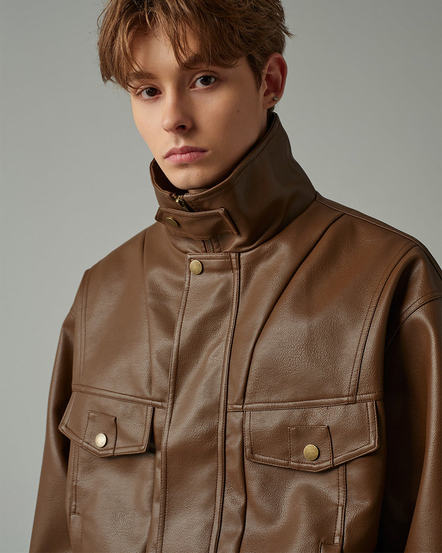 The Ravenwood Structured Leather Bomber Jacket