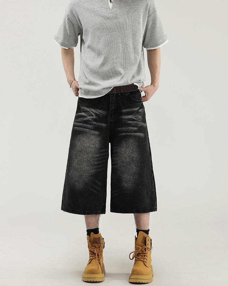 Relaxed Fit Cropped Denim Jeans