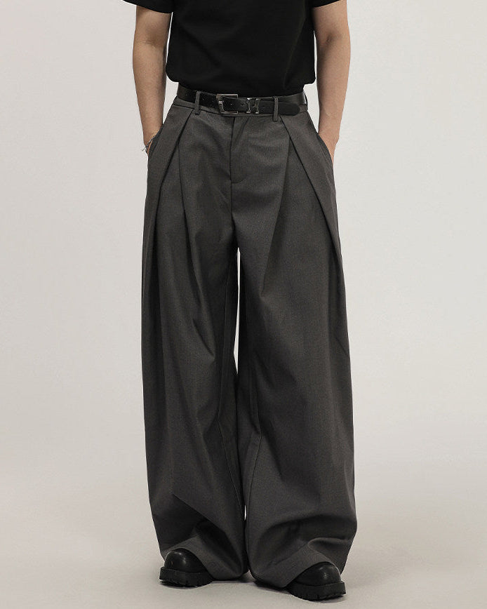Classic Pleated Wide-Leg Trousers