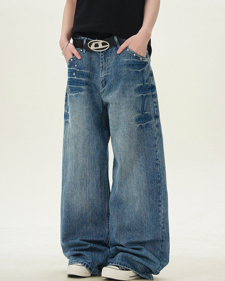 Vintage Wide-leg Straight Denim Jeans