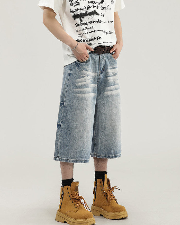 Relaxed Fit Cropped Denim Jeans