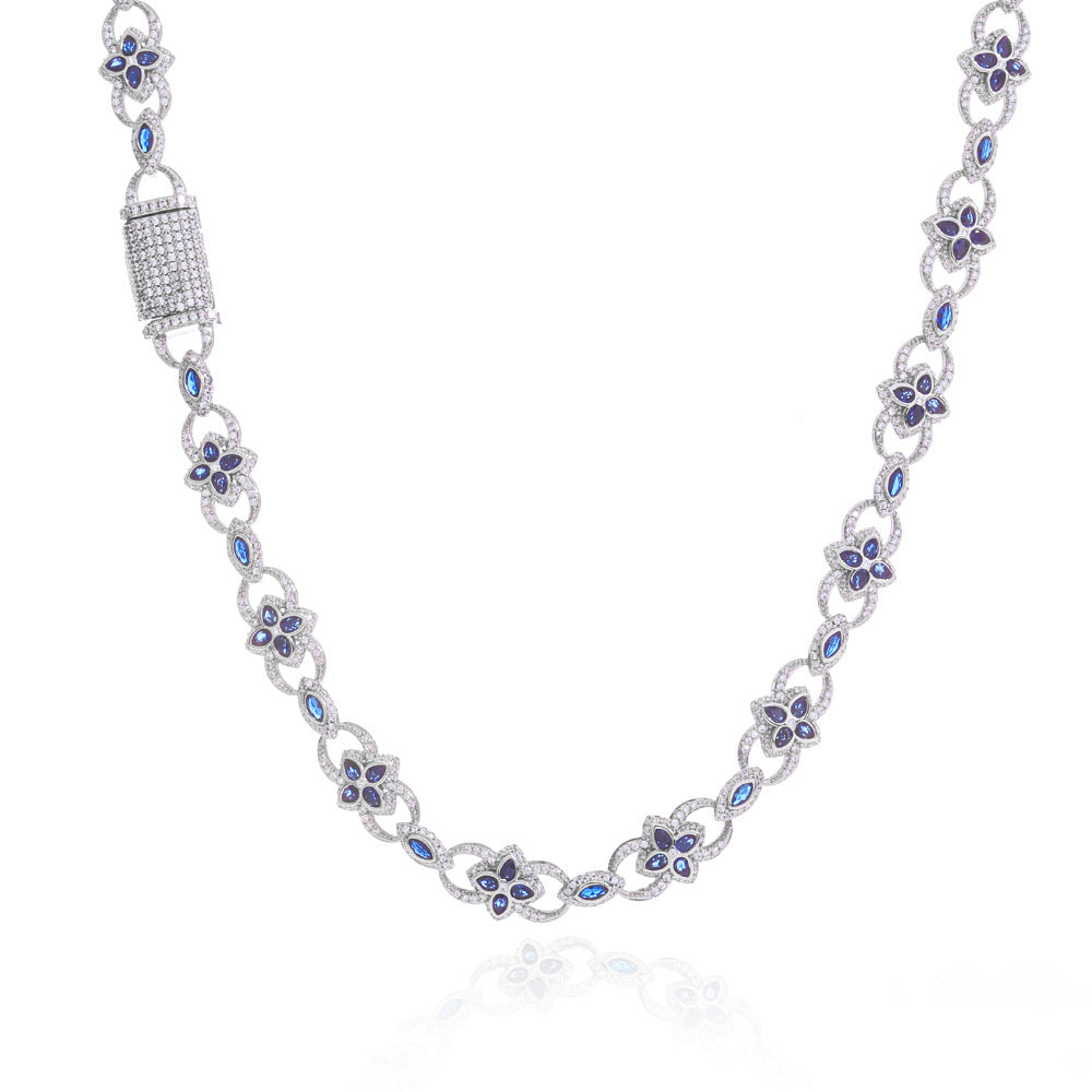 Imperial Sapphire Flower Link Necklace
