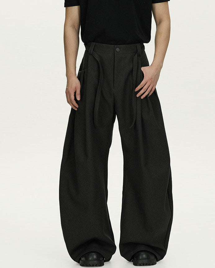 Casual Wool Wide-Leg Straight Trousers