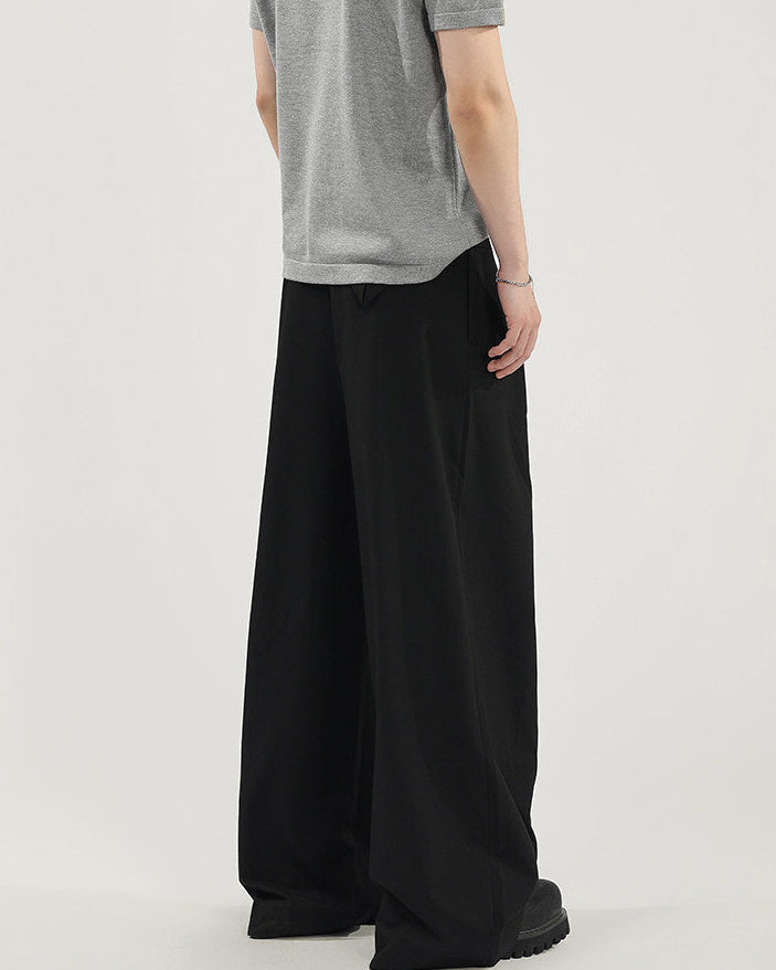 Graphite Wide Pleat Tailored Trousers