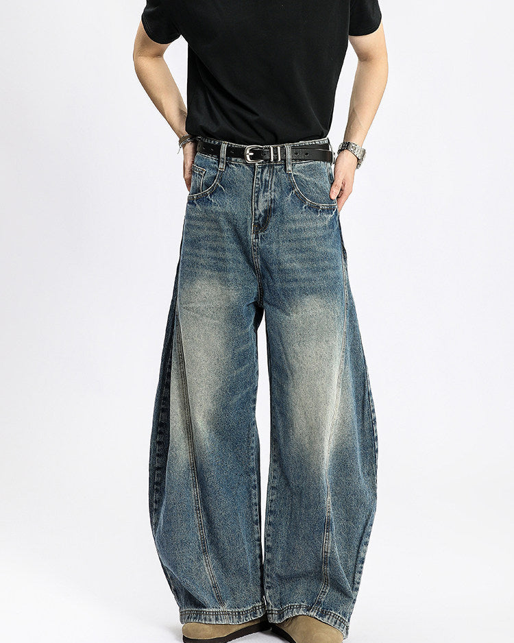 Washed Denim Wide Leg Jeans