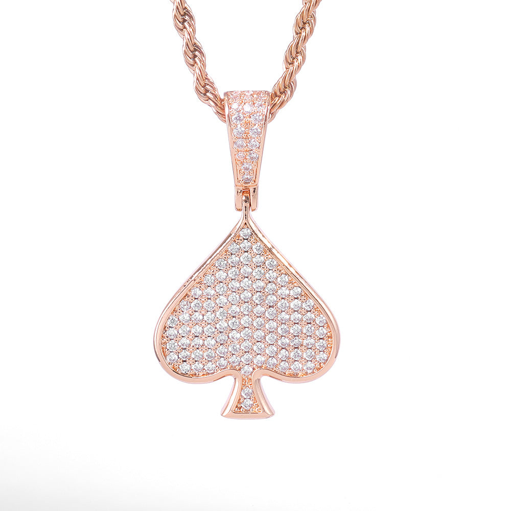 Iced Spade Pendant Necklace