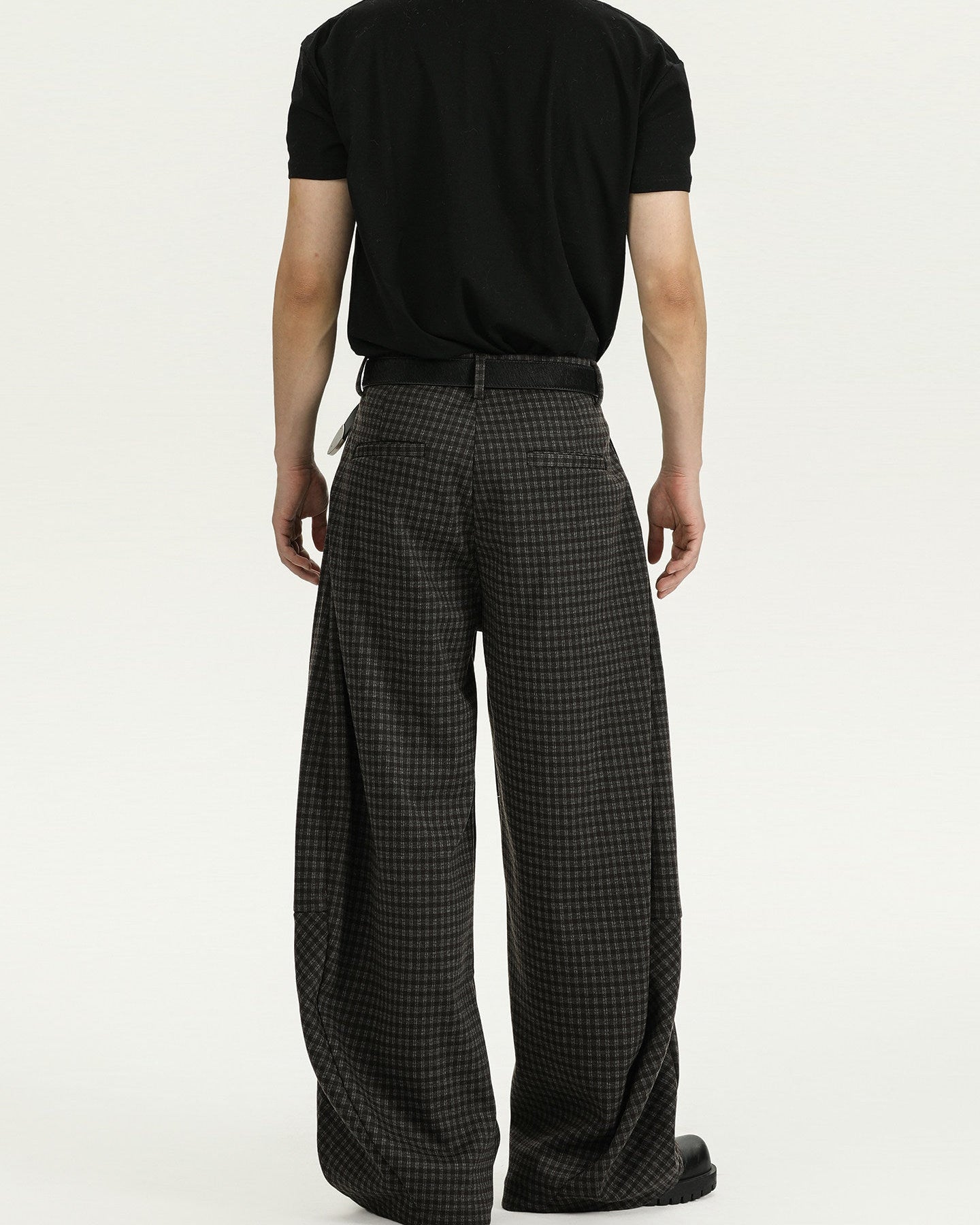 Plaid Wool Wide-Leg Trousers