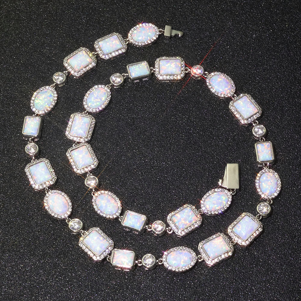 Luxe Opal Gemstone Link Necklace and Bracelet