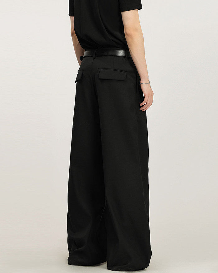 Wide Leg Pleated Trousers