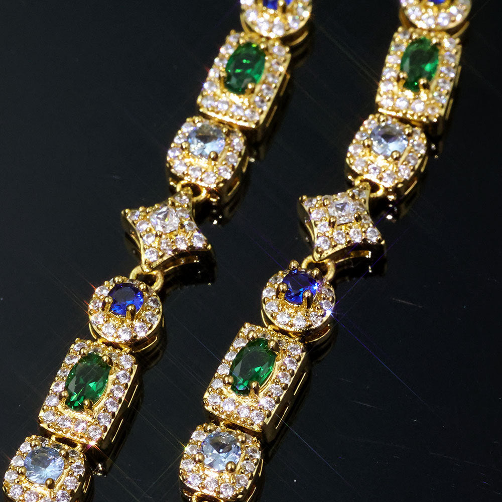 Emerald & Sapphire Halo Bracelet