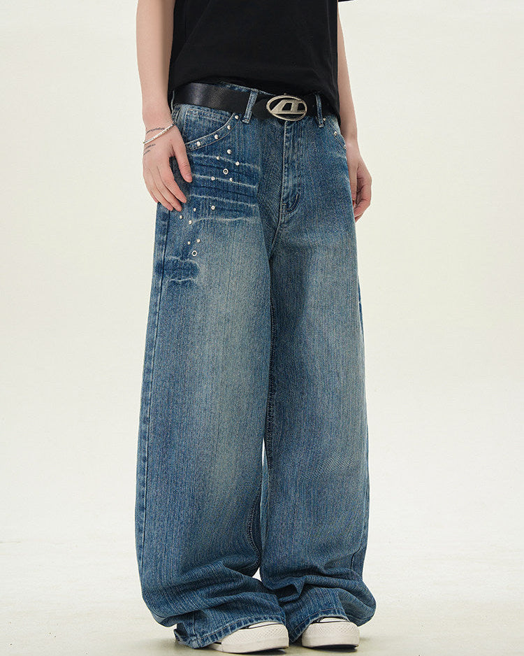 Vintage Wide-leg Straight Denim Jeans