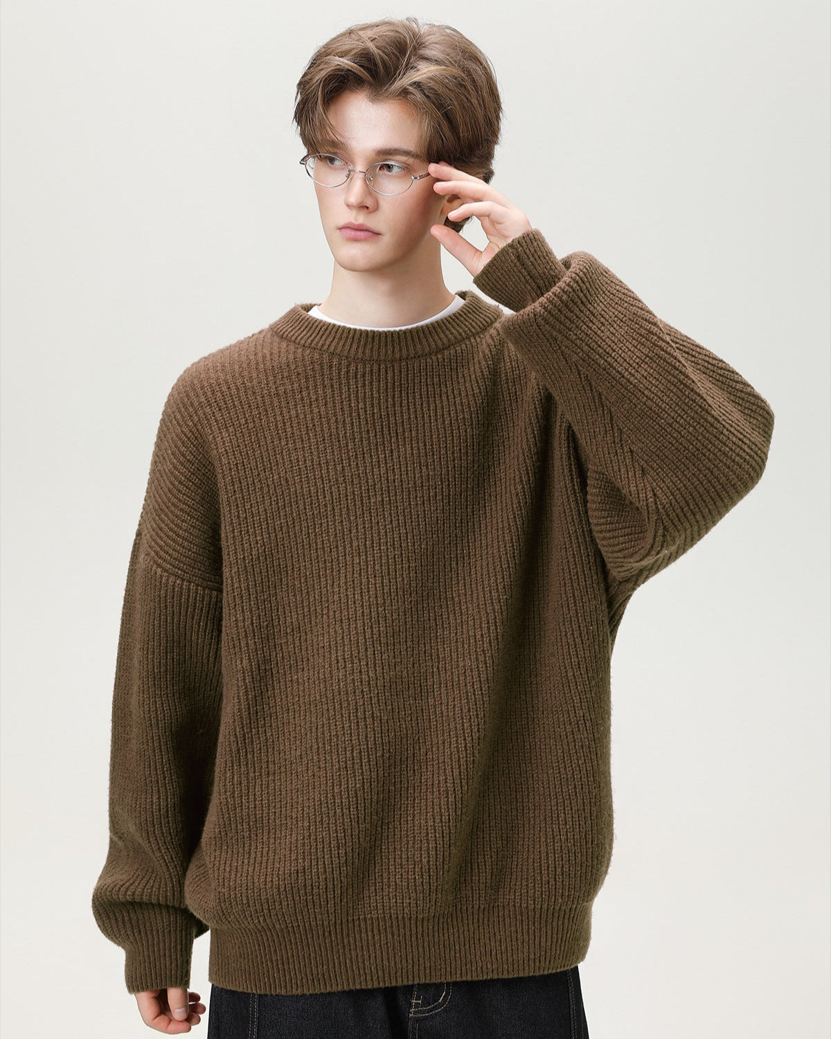 Sunday Scare Oversized Strickpullover mit Rundhalsausschnitt