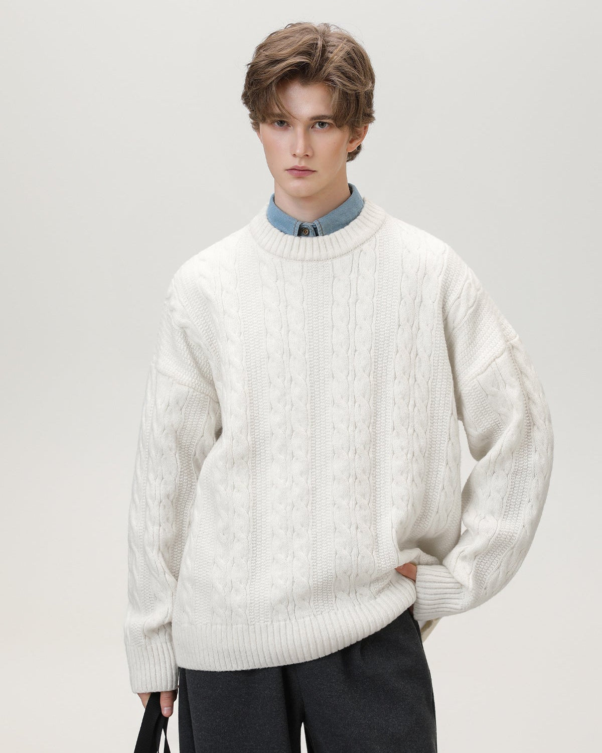 Pull en maille torsadée