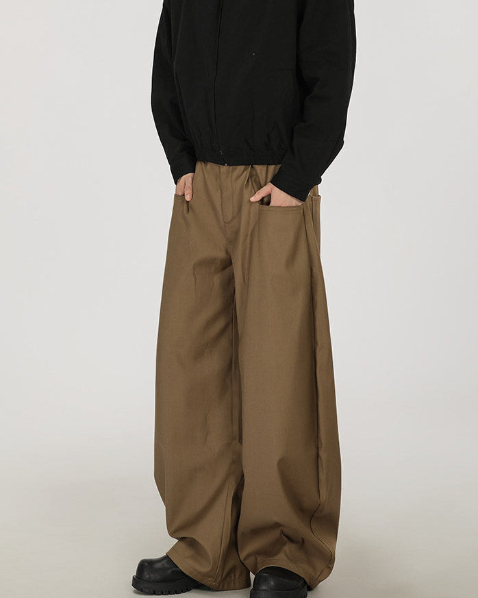 Twill Wide-Leg Trousers