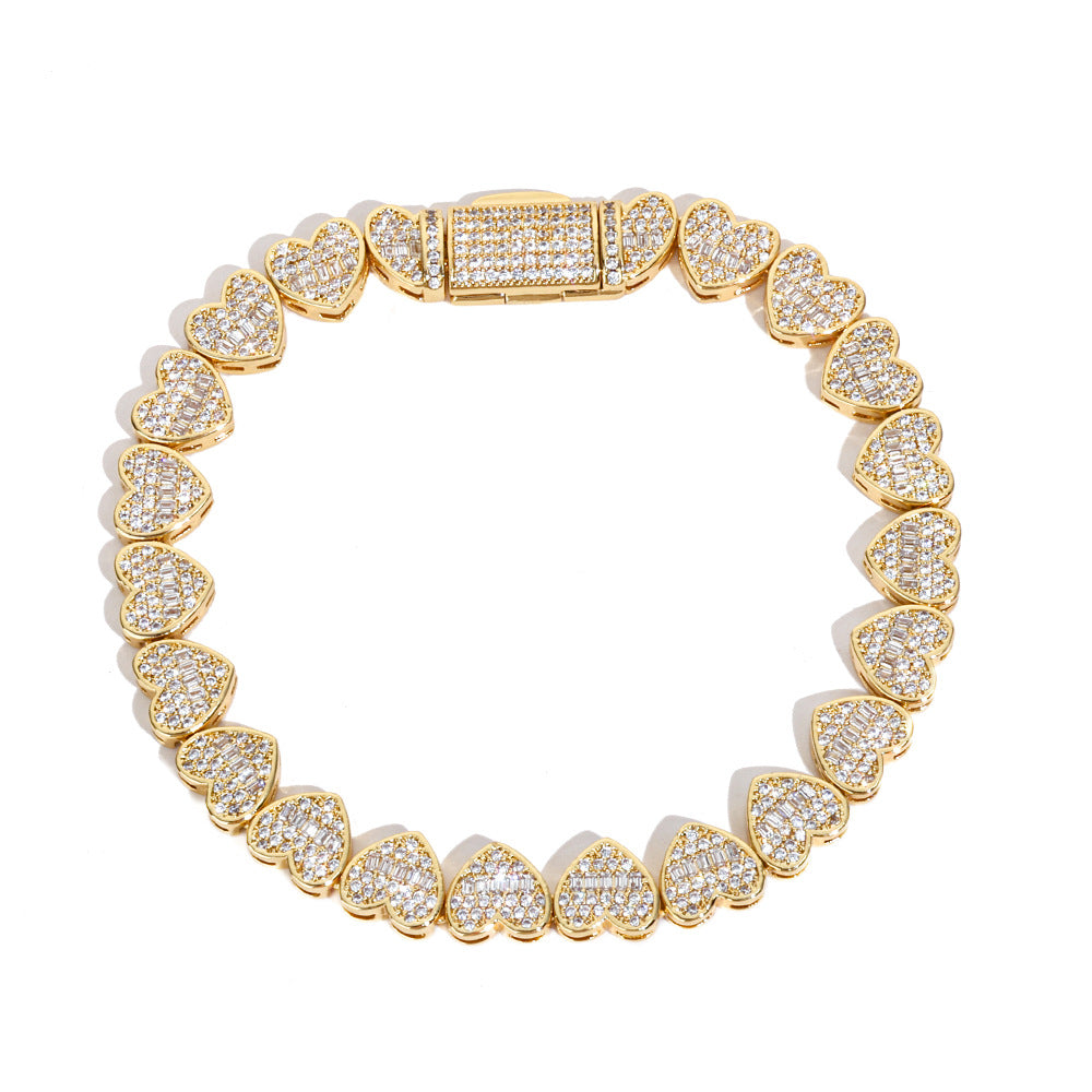 Iced Heart Link Bracelet