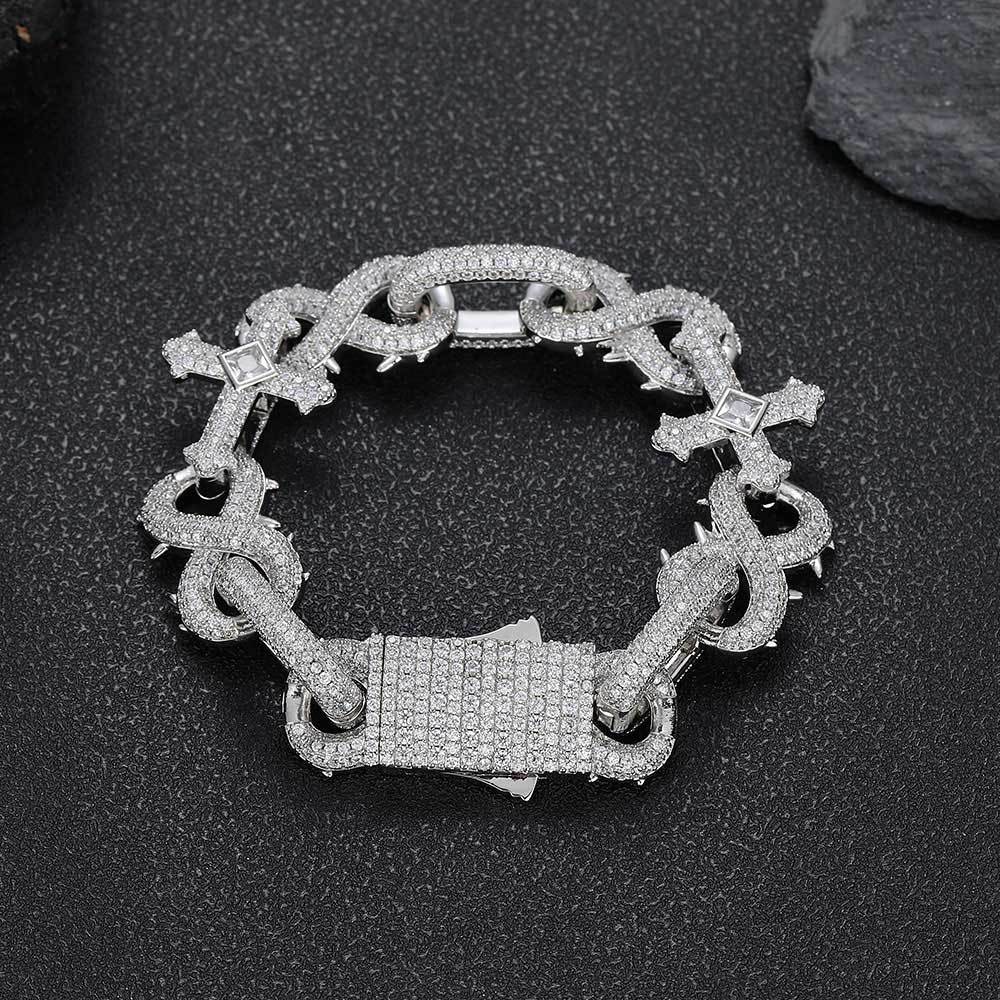 Iced Cross Lock Cuban Link Bracelet