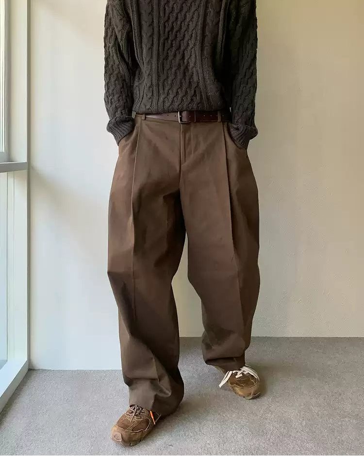 Wide Pleated Tailored Trousers