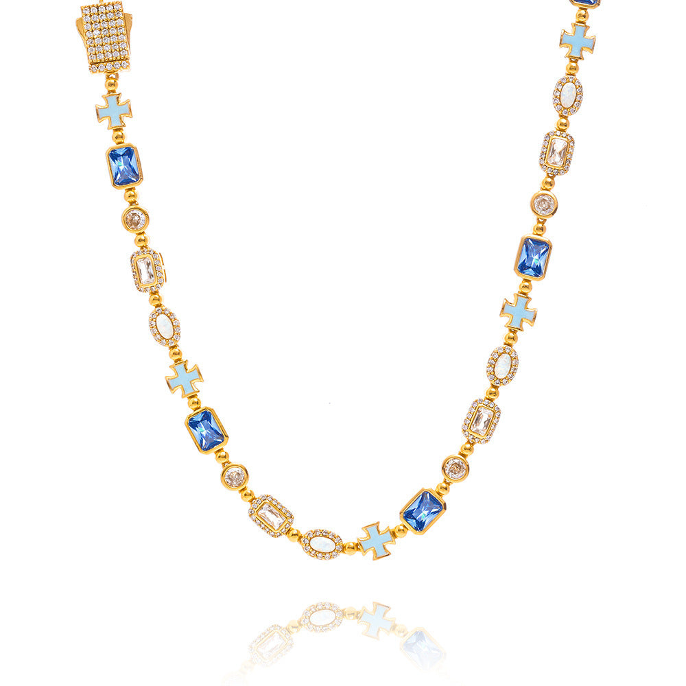 Imperial Gemstone Cross Necklace