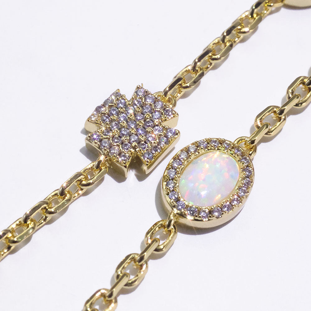 Imperial Opal Clover Link Necklace