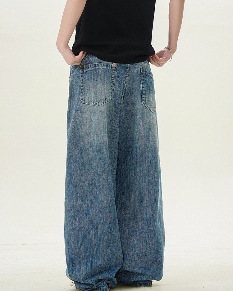 Vintage Wide-leg Straight Denim Jeans