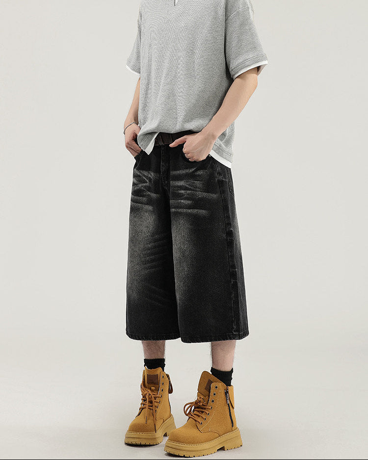 Relaxed Fit Cropped Denim Jeans