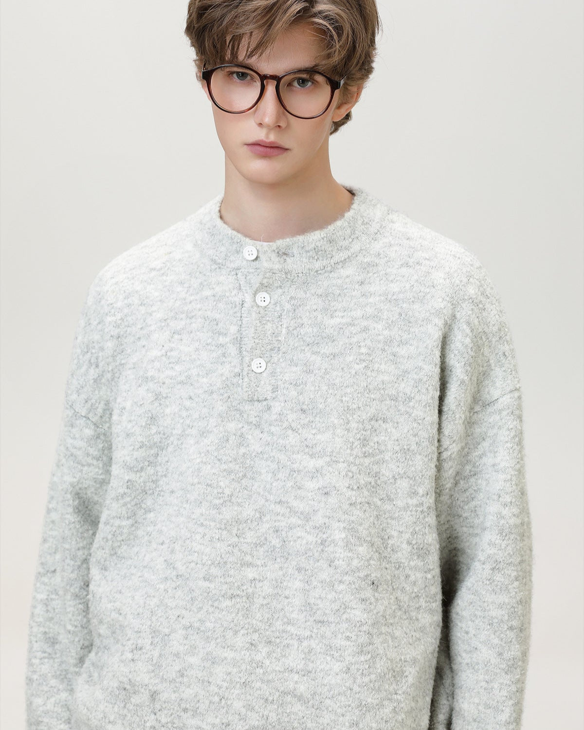 Brushed Henley Knit Sweater