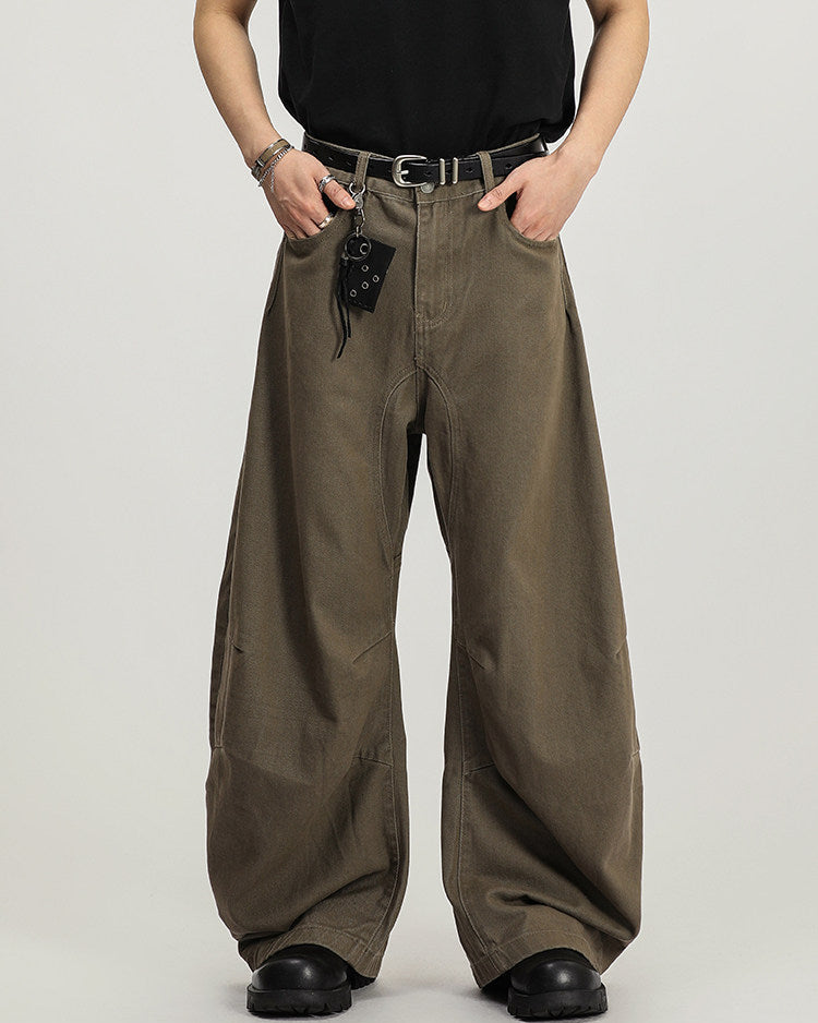 Wide-Legged Cotton Cargo Trousers