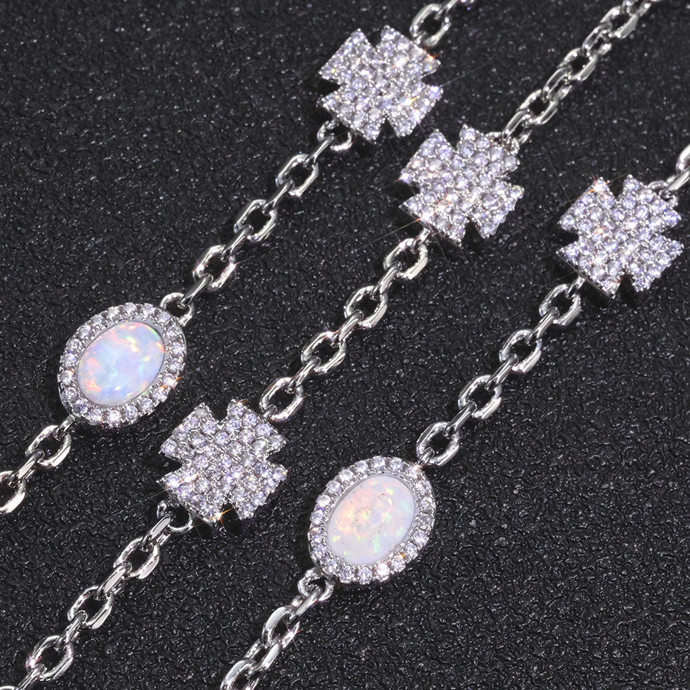 Imperial Opal Clover Link Necklace