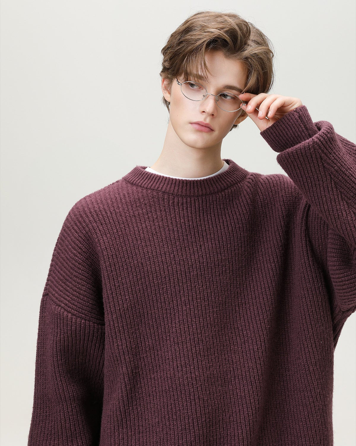 Sunday Scare Oversized Strickpullover mit Rundhalsausschnitt