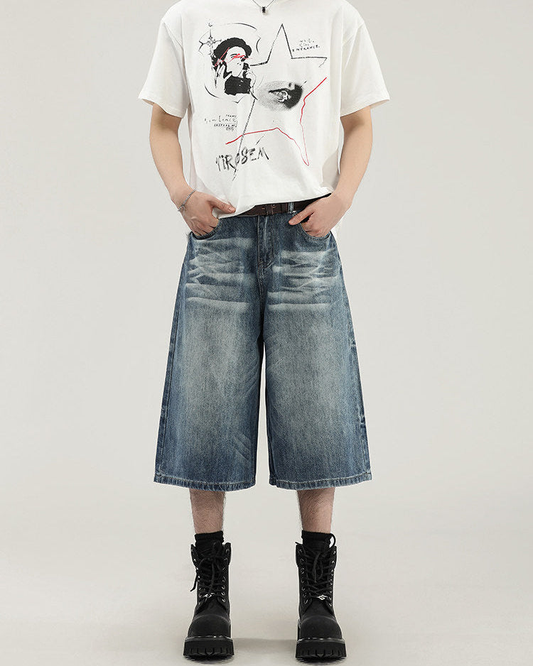 Relaxed Fit Cropped Denim Jeans