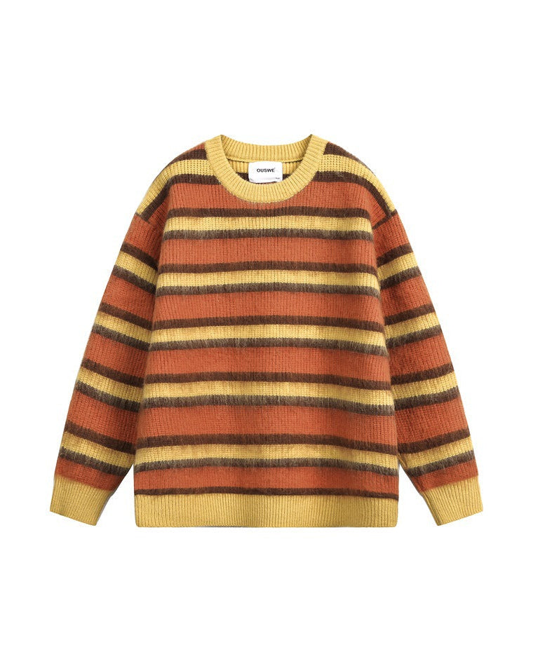 The Retro Colored Striped Campus Style Sweater