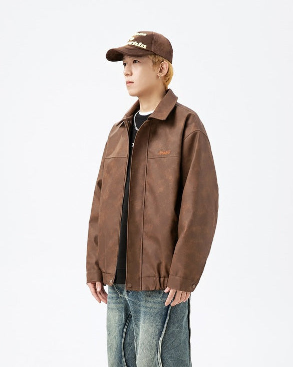 The Nightfall Crest Embroidered PU Leather Jacket