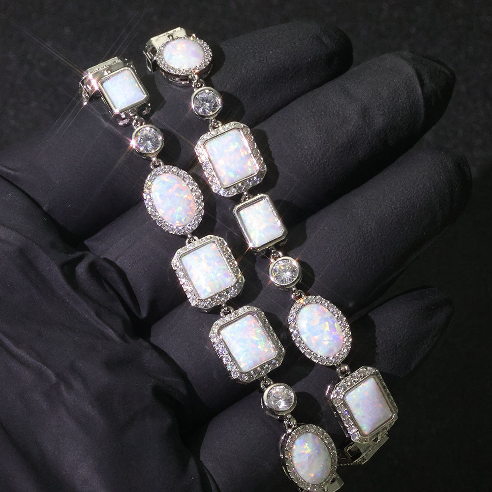 Luxe Opal Gemstone Link Necklace and Bracelet